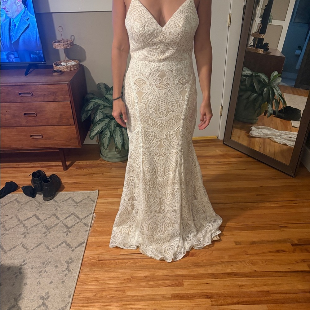 Elegant BOHO White Lace Gown